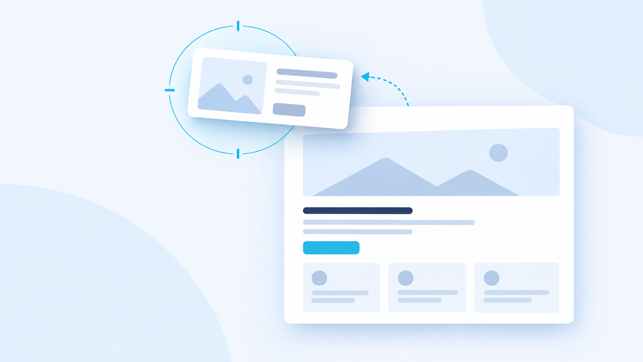 A simple website feature card being reviewed, then removed to return to a calmer page