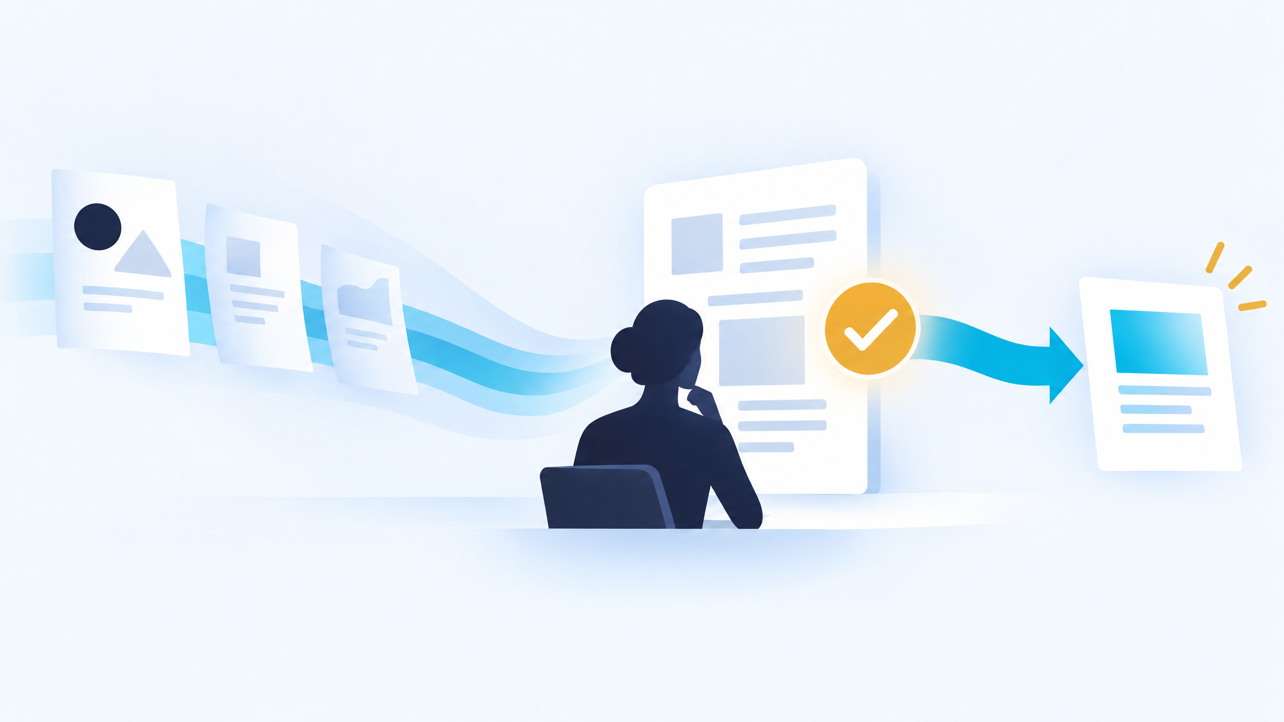 AI-assisted draft pausing at a human review checkpoint before approved publication.